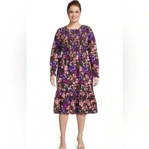 Terra & Sky Fall Flower violet Mulberry Women’s  Dress size 4X